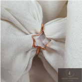 Natural Rose Quartz Ring, Electroplated Ring, Bohemian Jewelry, Handmade Pink Gemstone Jewelry, Statement Ring, Wedding Gift, Gift Idea